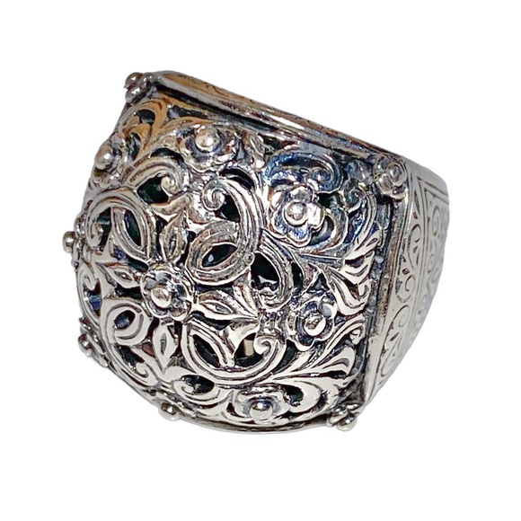 Konstantino .925 Sterling Silver Domed Face with Etched Scroll Designs Ring - Picture 8 of 16